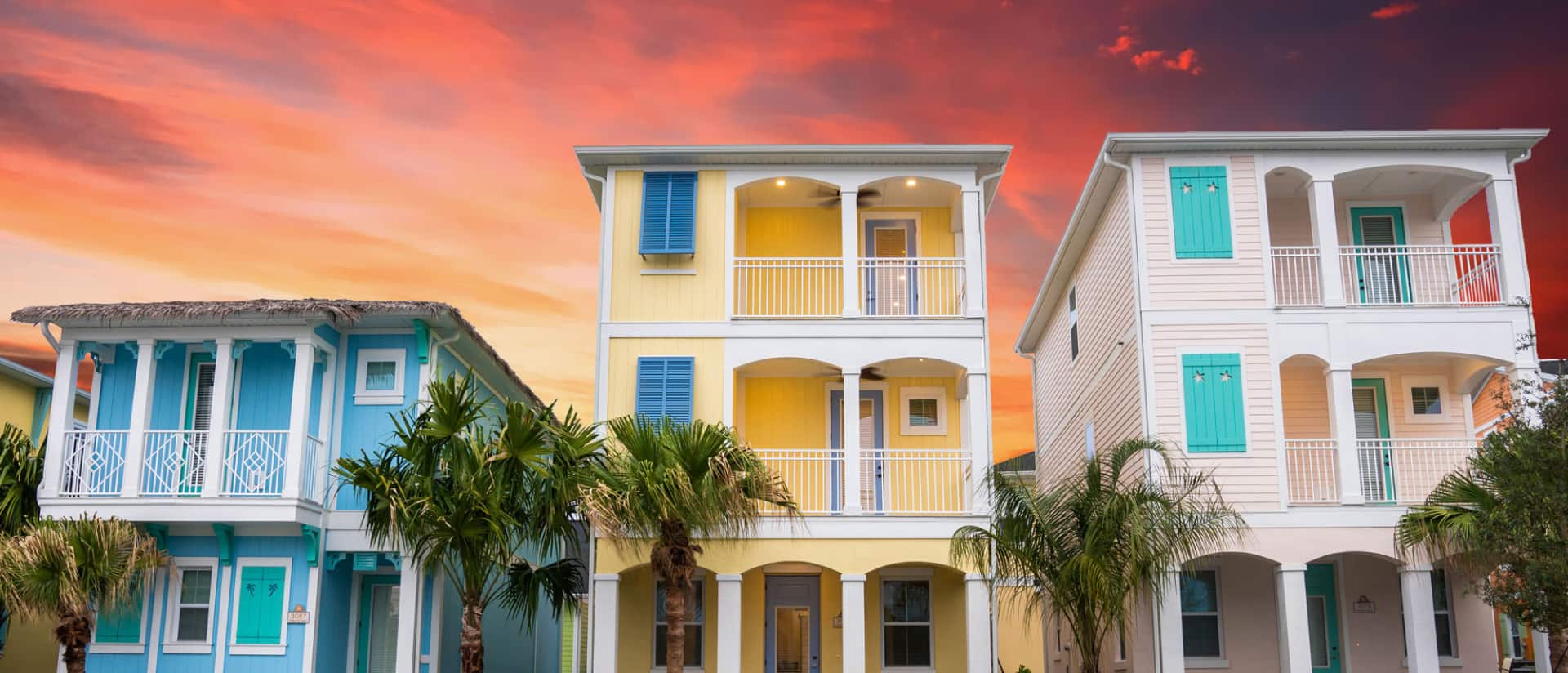 Startseite 1 Reihe von bunten Margaritaville Resort Orlando Cottages