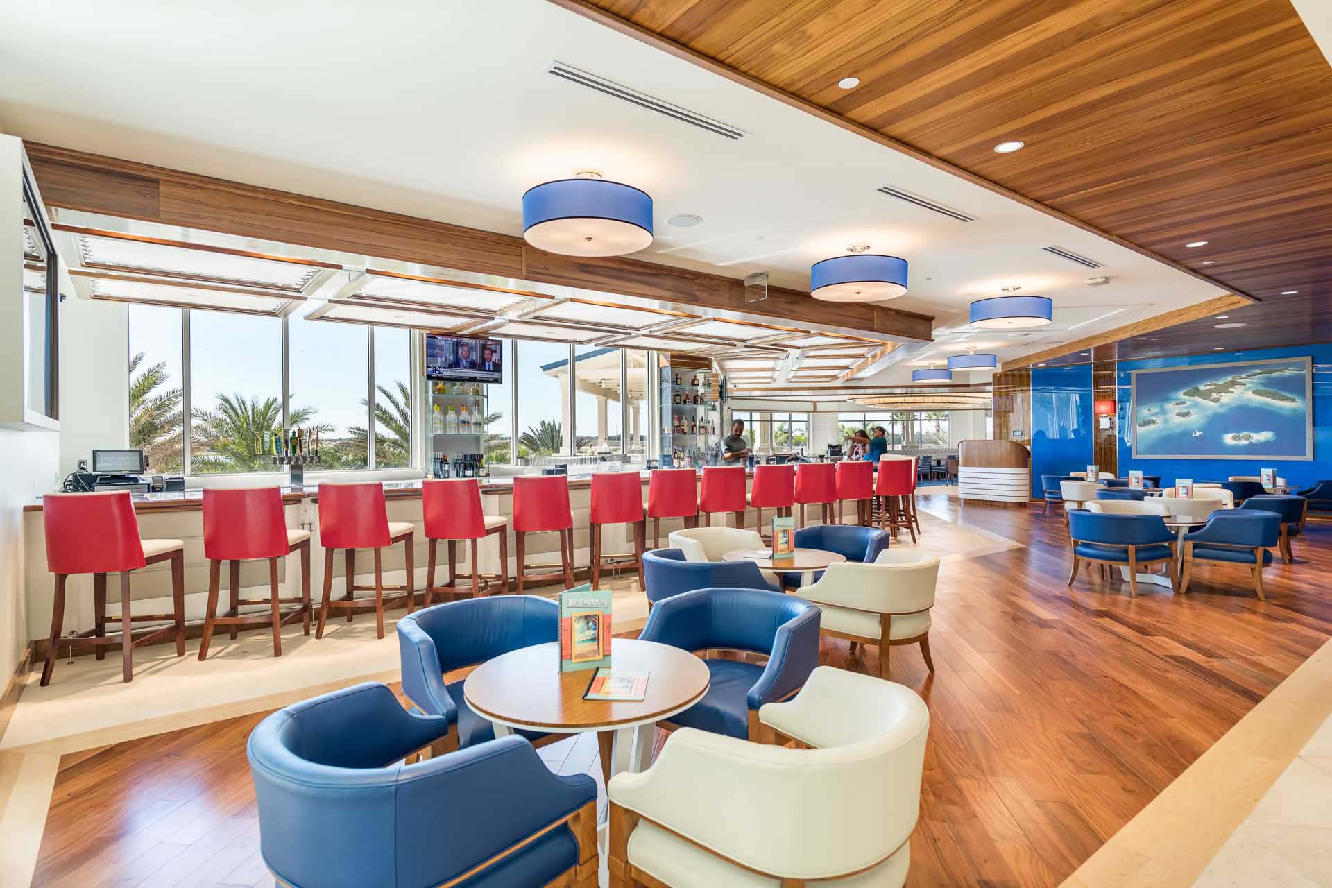Modern, nautical themed Euphoria Lounge and bar at Margaritaville Resort Orlando