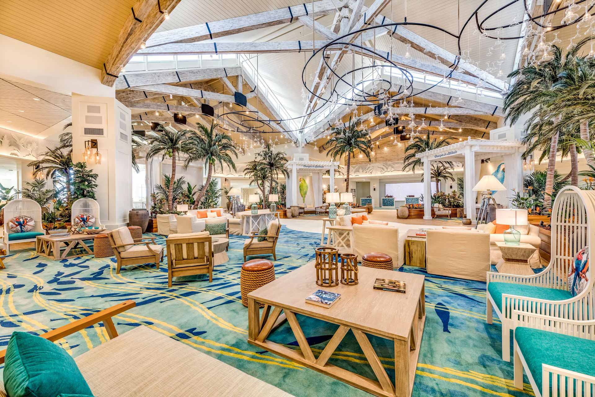 View of the Margaritaville Resort Orlando lobby